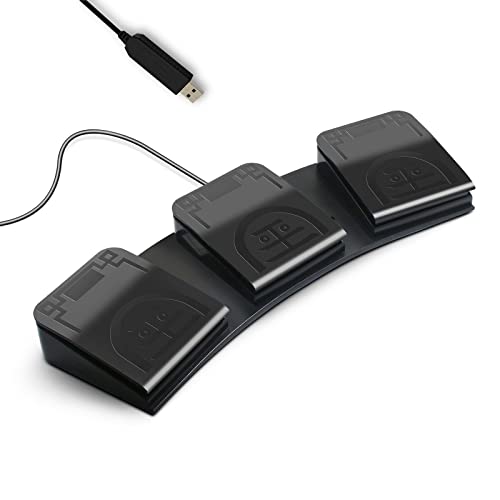 PCsensor USB Foot Pedal PC 3 Key Foot Pedal Customized Foot Switch Programmable Computer Keyboard Mouse for Video Game Control Office Work Sheet Music Page Turner Action Control HID (Photoelectric) - Black