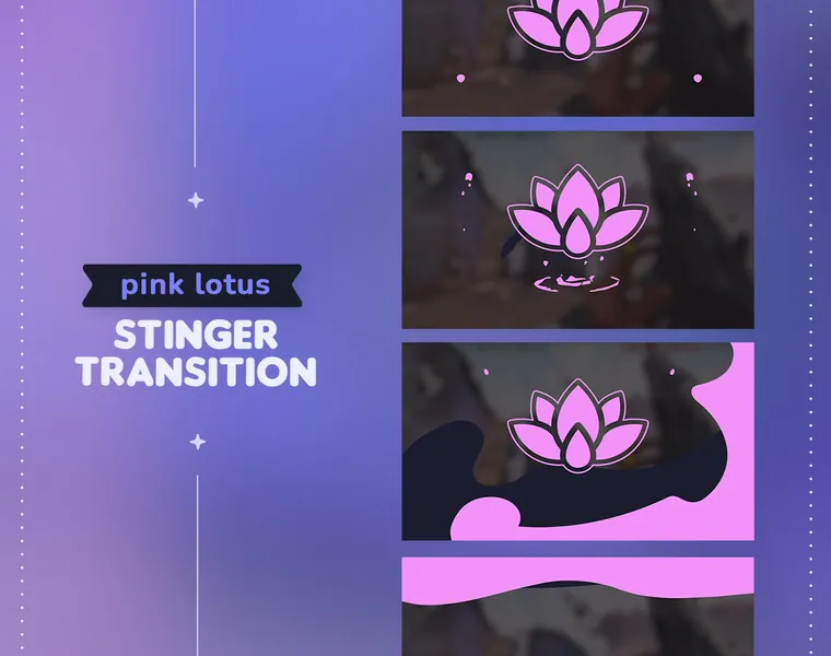 Animated Pink Lotus Stinger Transition || Cute Lotus Flower Twitch Youtube Vtuber Streamer Transition OBS
