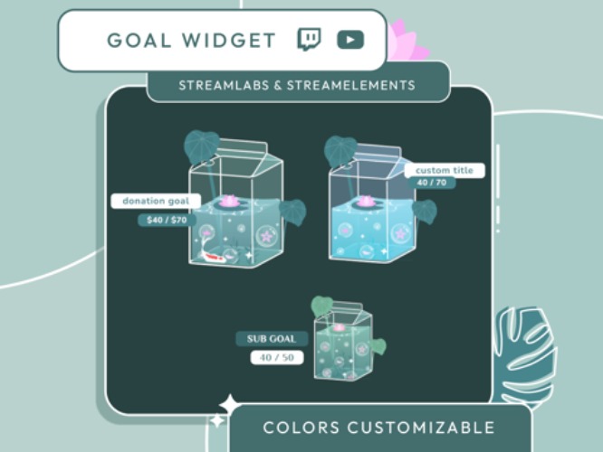 Water lily milkbox goal widget (Twitch/YT) - Milaeshop's Ko-fi Shop