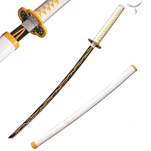 Sword Valley Demon Slayer Cosplay Anime Swords, Handmade Katana Samurai Sword Real Carbon Steel Blade, Funny Knights Multi-Style Exquisite Details - B-Agatsuma Zenitsu