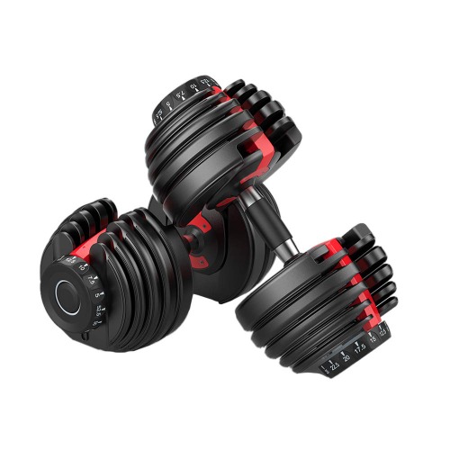 FitnessLAB 2X 24kg Adjustable Dumbbell Set Gym Exercise Weights Chrome Textured Non-Slip & Easy-Grip Handles - Crossfit, MMA, Bodybuilding, Toning, Cardio Training and Fitness Dumbell