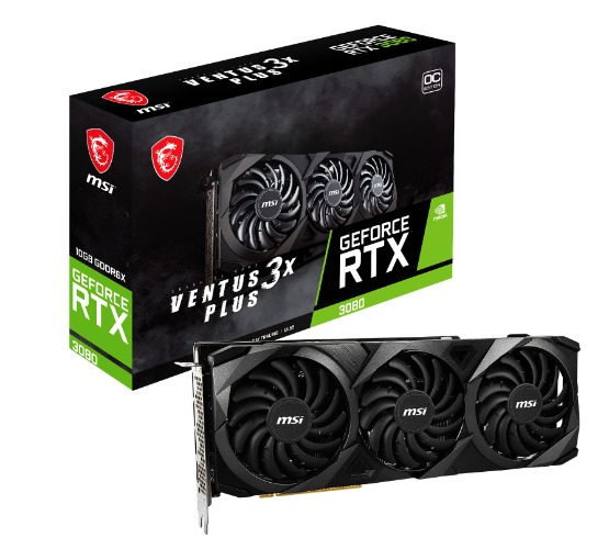 :) MSI GeForce RTX 3080 VENTUS 3X PLUS 10G OC LHR Gaming Graphics Card - 10GB GDDR6X, 1740MHz, PCI Express Gen 4, 320-bit , 3x DP v 1.4a, HDMI 2.1 (Supports 4K)