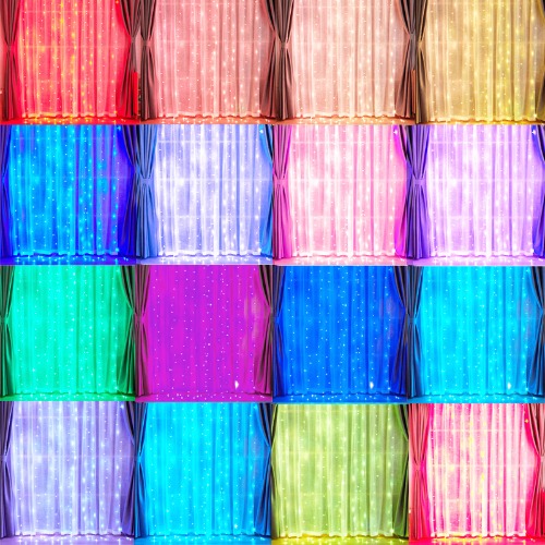 200 LED Remote Control Curtain String Light 16Color Changing 9.8x9.8ft Windows Twinkle Starry Lights for Wedding Party Bedroom Garden Wall Outdoor Indoor Decor(Color Change Curtain String Lights)