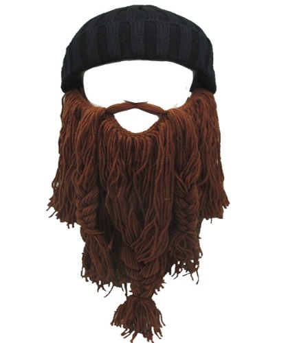 YEKEYI Viking Beard Beanie Horn Hat Winter Warm Mask Knitted Wool Funny Skull Cap