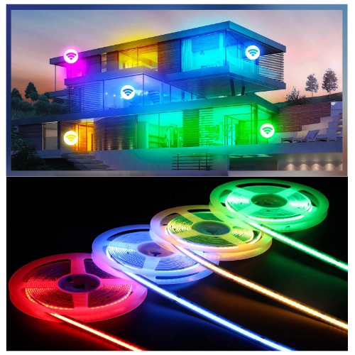 Tuya WiFi Dear Color Digital Pixel RGBIC COB LED Strip Light, 3m 2160LED Color Chasing, Alexa and Google Assistant Compatible, Music Sync LED Lights for Bedroom, Living Room LED Neon (COB-3M-RGBIC)