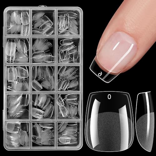 ZEYACHAN 540 Stück Tips Für Gelnägel Ballerina, 15 GrößEn Transparent Nail Tips, Semi Frost, Nagel Tips Coffin Short, Soft Gel Nail Tips, Nageltips Für Gelnägel Für DIY Nail Art - Short Coffin