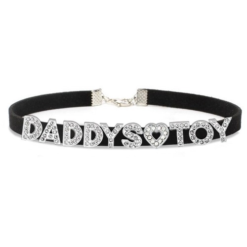Daddy's Toy Rhinestone Choker - Black
