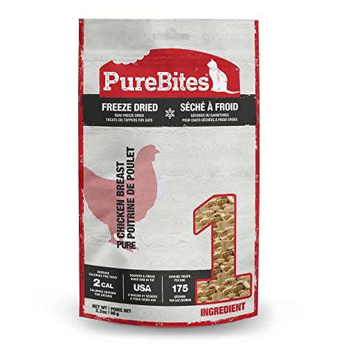 PureBites Chicken Freeze Dried Cat Treats, 1 Ingredient, Made in USA, 2.3oz - 2.3 Ounce (Pack of 1)