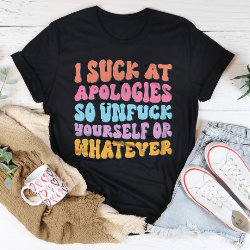I Suck At Apologies Tee - Black Heather / L