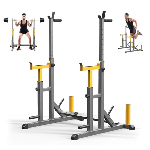 Adjustable Squat Rack,Multi-Function Barbell Rack for Weight Lifting and Home Gym Fitness Workout Portable Squat Bench Press,Load 690LBS (K KiNGKANG) - Load 690LBS