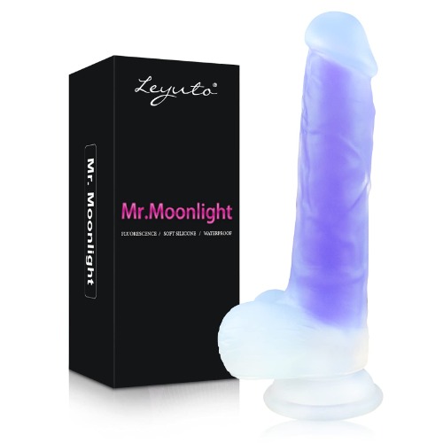 Luminous Realistic Dildo G-Spot Stimulator, 8"Silicone Lifelike Dildo with Strong Suction Cup Flexible for Vaginal Anal Play Sex Toys for Adults