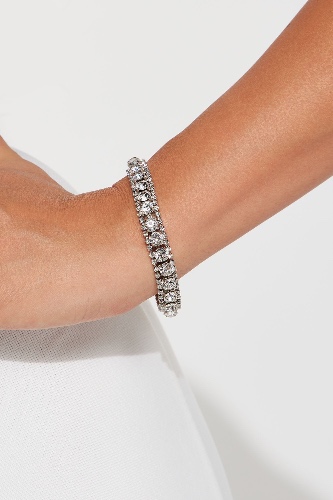 Blinged Out Bracelet - Clear/Silver | OS