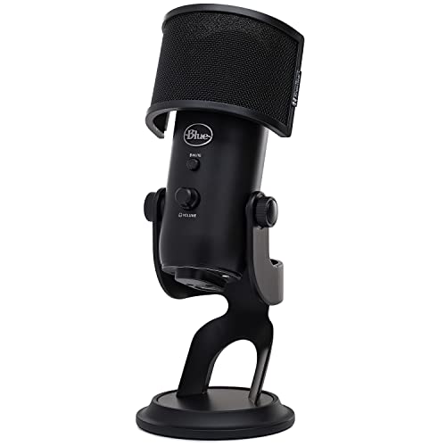 Blue Microphones Blackout Yeti Bundle with Pop Filter for Recording, Podcasting and Streaming Microphones (2 Items) - Blue