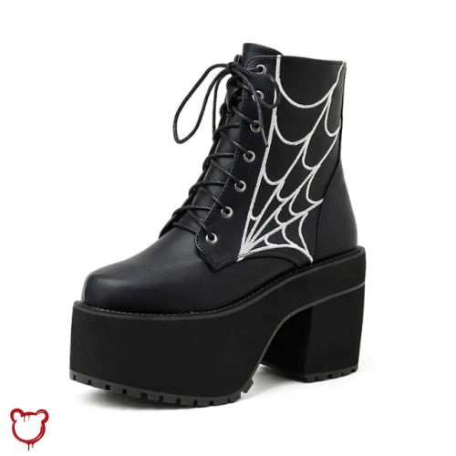 "Black Cobweb Boots" - Black / 43