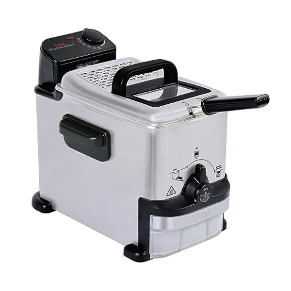 T-fal Compact EZ Clean Stainless Steel Deep Fryer with Basket 1.8 Liter Oil and 1.7 Pound Food Capacity 1200 Watts Easy Clean, Temp Control, Oil Filtration, Dishwasher Safe Parts, 1.8 Liters