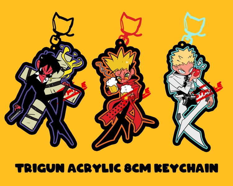 Trigun Maximum : Vash , Wolfwood & Knives Acrylic Keychain