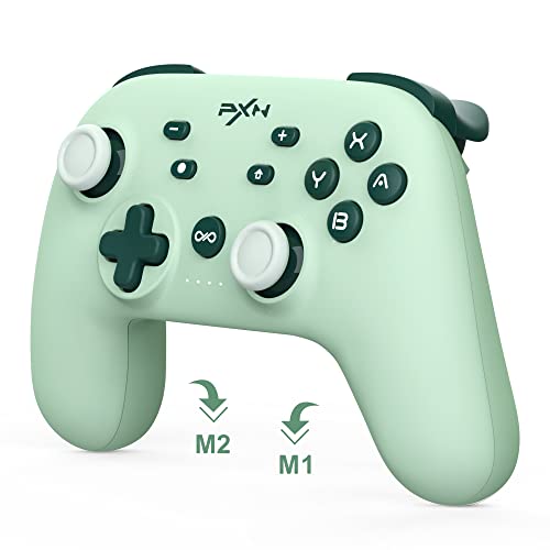 PXN Switch Controller - Wireless for Switch/Lite/OLED with APP Programmable Turbo Gyro Axis Vibration Wireless Pro Controller with Wake Up P50L - green
