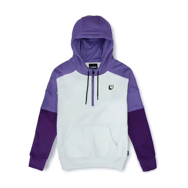 Twitch Quarter Zip Colorblock Hoodie Sweatshirt - Purple/Ice Large