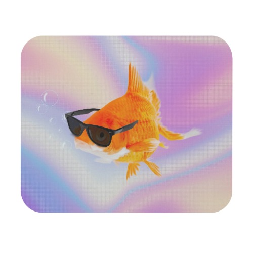 Gold Fish With Sunglasses Mouse Pad - 9" × 8" / Rectangle