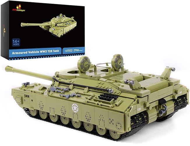 JMBricklayer Tank Building Sets for Adults, WW2 Military T28 Heavy Tank Model Kit, Army Tank Construction Vehicle Toy Home Decor History Collectible, Gifts for Boys Men Teens Adults 61502