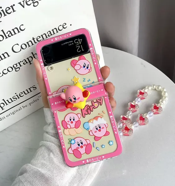 Kawaii Kirby Samsung Z Flip Phone Case for Z Flip 5 4 3 - Flip 5