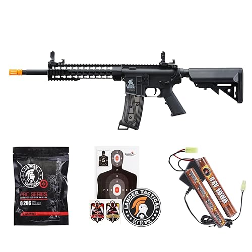 Lancer Tactical Gen 2 Airsoft M4 Carbine 10" KeyMod Piactinny AEG Rifle-1000 Rounds 0.20g BBS, 9.6v Nimh Battery & Charger Included - Black - 130 Rounds Mid-Cap