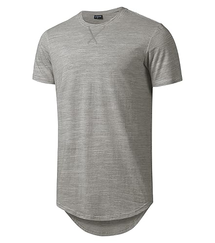 LETAOTAO Mens Hipster Longline T-Shirt Drop Cut Scallop Long Tail Slim Fit Bodybuilding Gym Muscle Workout Tee - X-Large - Black/White23
