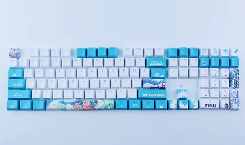 Computer keyborads PBT Dye Upgrade 108 Keycap Set OEM Profile Keycaps Keyset with Puller for Cherry Mx Gateron Kailh Switch Mechanical Keyboard (Hatsune Miku) - Hatsune Miku