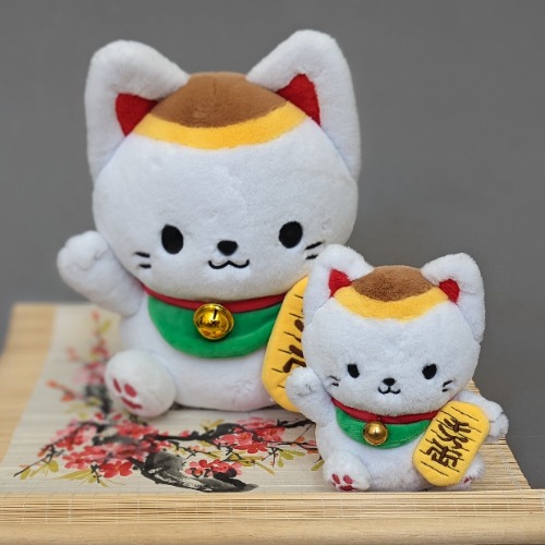Manekineko, the Lucky Cat, Plushie - White - Big Manekineko