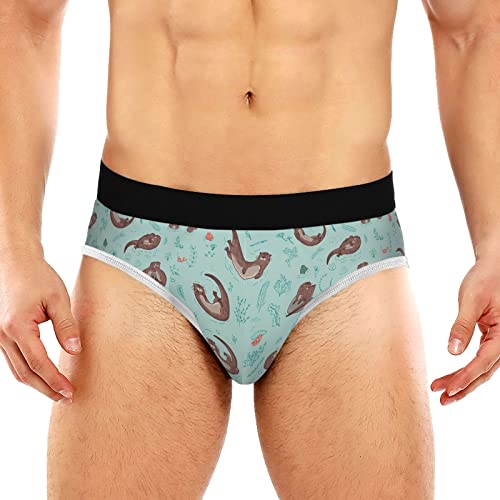 JHKKU Men's Underwear Briefs Comfort Soft Stretch Classic Fit Briefs with Contour Pouch - Large - Otter Animal