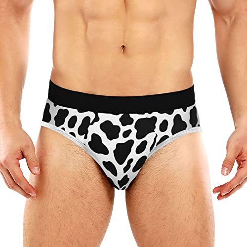 JHKKU Men's Underwear Briefs Comfort Soft Stretch Classic Fit Briefs with Contour Pouch - Large - Cow Print