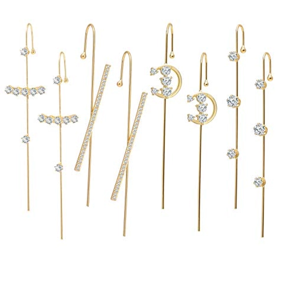 Ear Cuff Earrings for Women Trendy Crystal Non Piercing Clip on Earrings Dainty Gold Jewelry Gifts for Girls