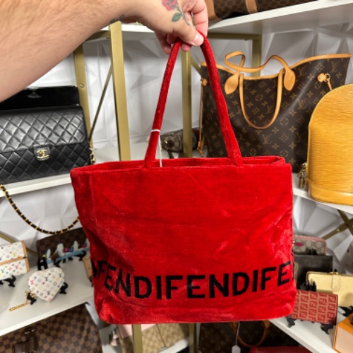 Fendi Red Velvet Handbag
