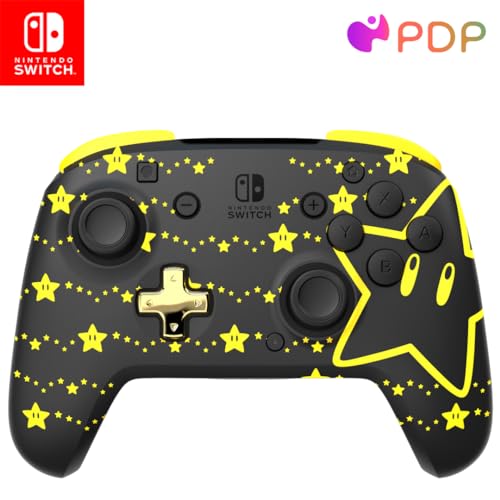 PDP REMATCH Enhanced Wireless Nintendo Switch Pro Controller - Rechargeable Battery Powered, Mario Super Star Glow in the Dark - Wireless - Mario Super Star (Glow in the Dark)