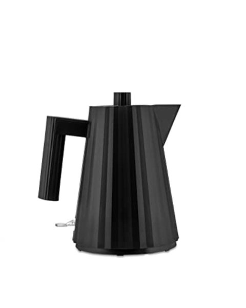 Alessi Plissé MDL06/1 B - Elektrischer Wasserkocher aus Thermoplastischem Harz, Europäischer Stecker 2400W, 100 cl, Schwarz