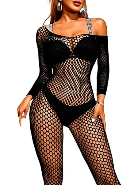 Kaei&Shi Fishnet Bodysuit, Rave Outfits, Backless Bodystocking Fits 0-18
