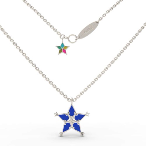 Kingdom Hearts Necklace Bracelet Gift Box Set,Blue Star Style Zinc Alloy Necklace Costume Accessory Pendant Gift - 