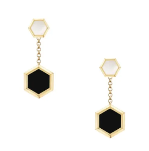 Mother-of-Pearl and Onyx Drop Earrings