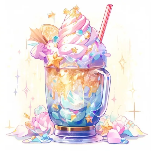 A glass of Rainbow Catgirl Milkshake