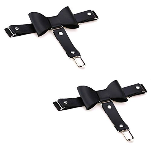 Jurxy 2PCS Butterfly Knot Garters Leg Ring Leg Elastic Punk Harness Garter Belt Adjustable Suspender with 1 Metal Clips – Black