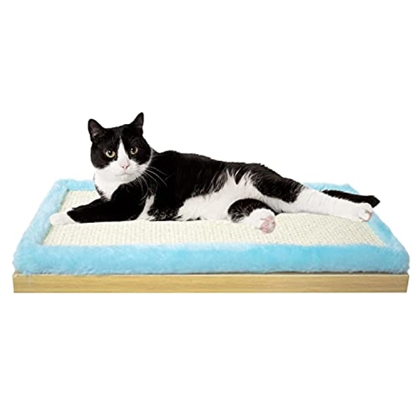 Cat Shelf Wall Mounted Cats Furniture Hanging Perch Floating Shelves Premium Durable Solid Wooden Bed with Natural Sisal Scratching Mat for Lounging & Playing & climbing, 15.8 x 7.9 Inch