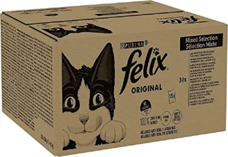 Felix Adult Wet Cat Food Mixed Selection in Jelly Beef, Chicken, Tuna, Salmon 120 x 100g Pouches