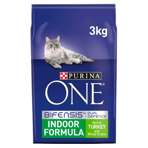 Purina ONE Indoor Dry Cat Food Turkey & Wholegrain 3kg - Adult Mixed 40 x 85g