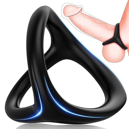 Dreieckiger Penisringe Sex Spielzeug für die Männer Extrem - Premium Silikon Penisring mit Hodenring Gürtel, Dehnbare Cockringe für Männer Zeitverzögerung Erotisches Sexspielzeug für Paare Extrem Sex - A-Schwarz