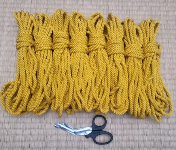 Shibari Rope. Bamboo ‘Goldilocks Yellow ’. 8 meter (26ft) Vegan-friendly handmade bondage rope.