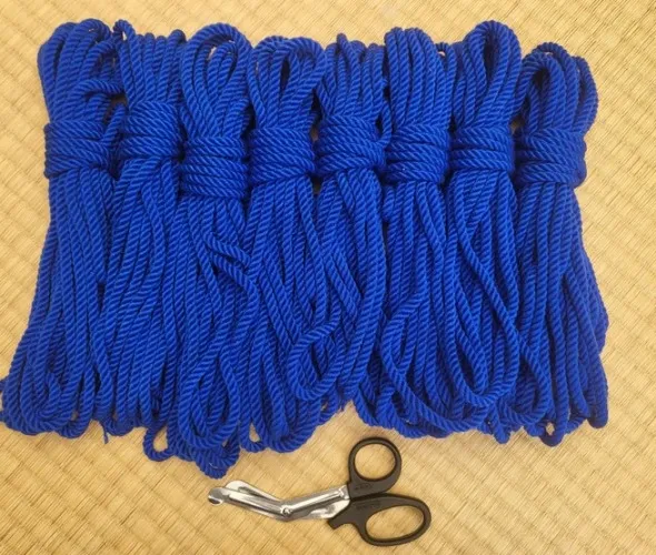 Shibari Rope. Bamboo ‘Electric Blue’. 8 meter (26ft) Vegan-friendly handmade bondage rope.
