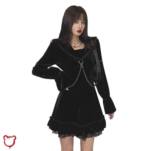 Lace Goth Casual Dress - Color 0 / M