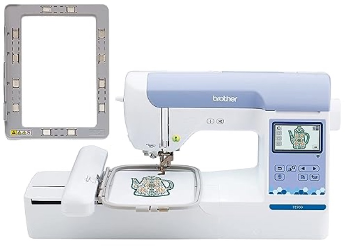 Brother PE900 Embroidery Machine with WLAN and 4"x7" Magnetic Embroidery Hoop Frame - PE900 + Frame
