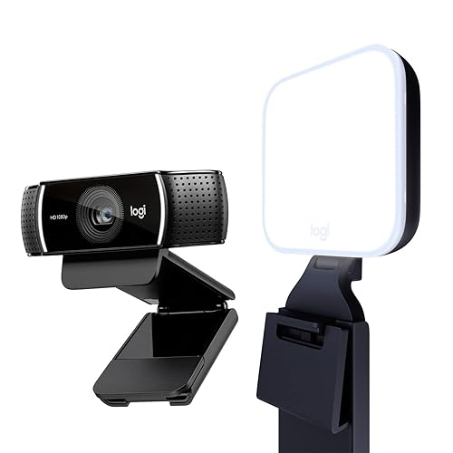 Logitech C922x Pro + Logitech for Creators Litra Glow - The Ultimate Solution for a Professional Look During Video-Calls - 1080P/30 fps, 720p/60fps - Webcam + Monitor Light