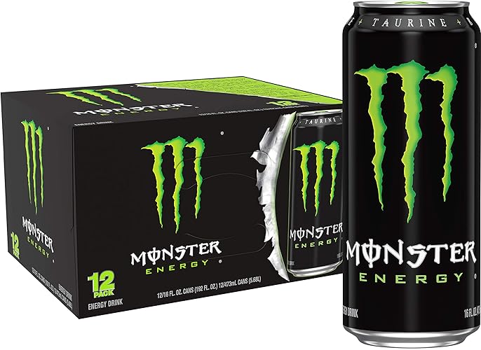 Monster Energy Drink, Green, Original, 16 Ounce (Pack of 12) - Original - 16 Fl Oz (Pack of 12)